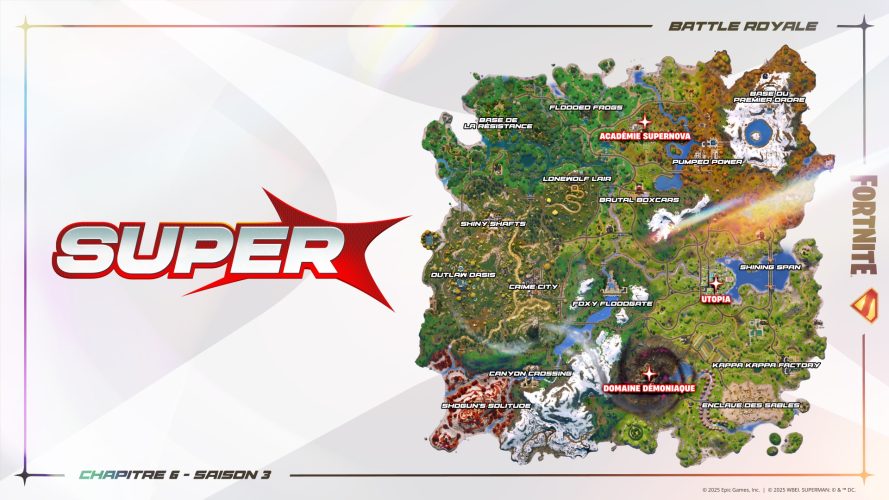Image d\'illustration pour l\'article : Fortnite Chapitre 6 Saison 3 : Voici la nouvelle carte de l&rsquo;île des Super-Héros de cette saison