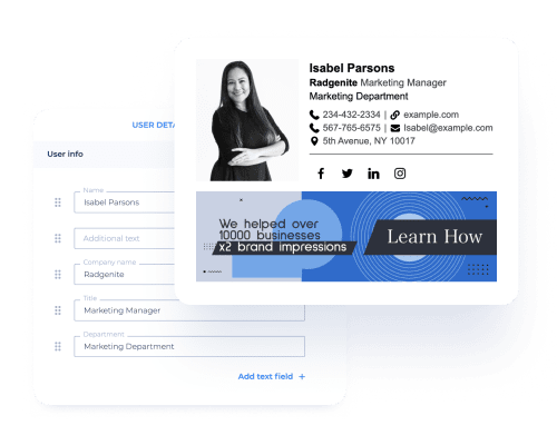 Showcase your success stories and experience to your prospects through impactful email signatures