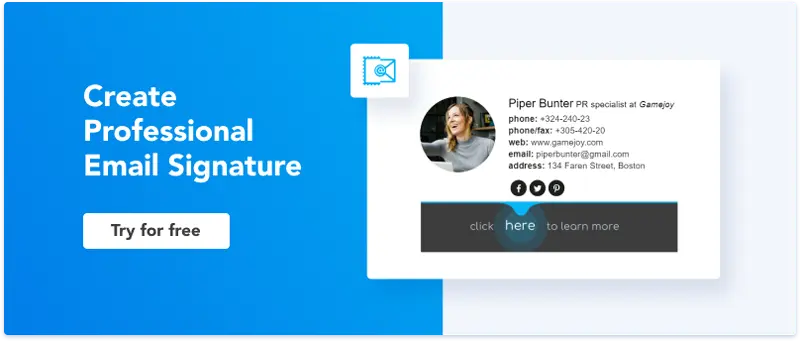 Email signature blog banner