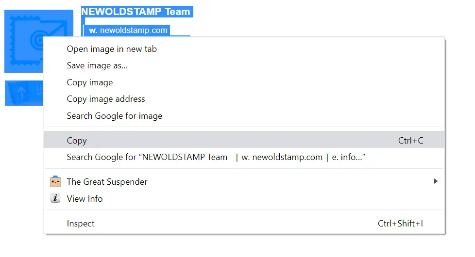 email signature copy method