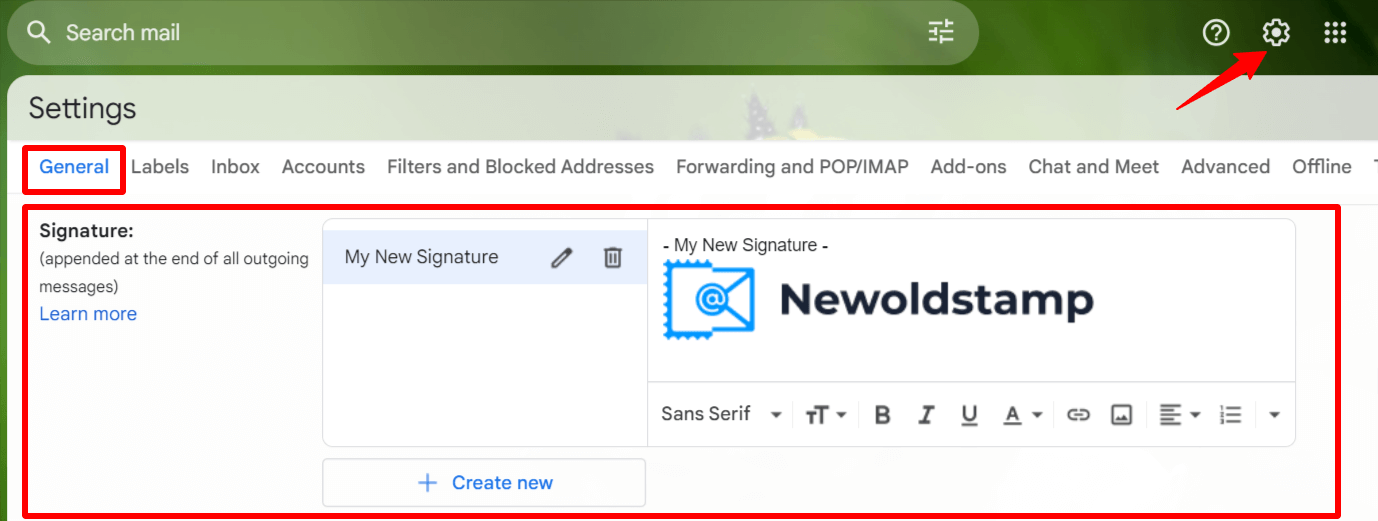 gmail settings general signatures