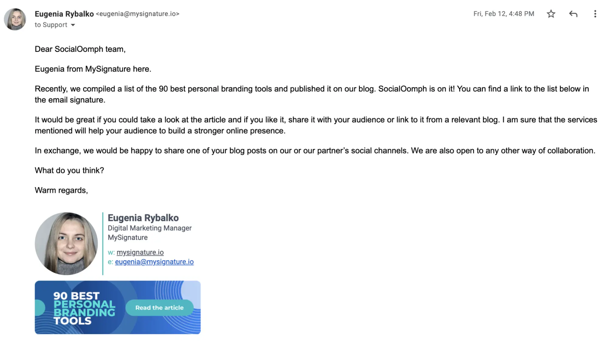 outreach email