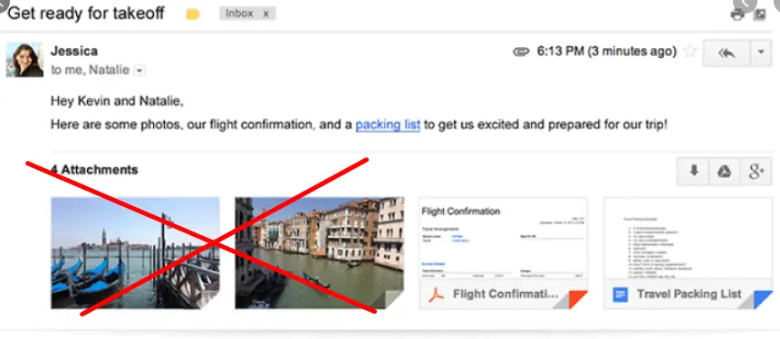 avoid images in attachments