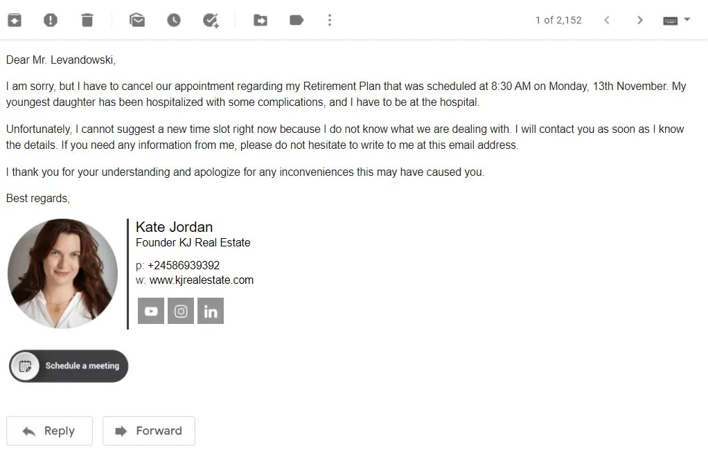 meeting cancellation email example