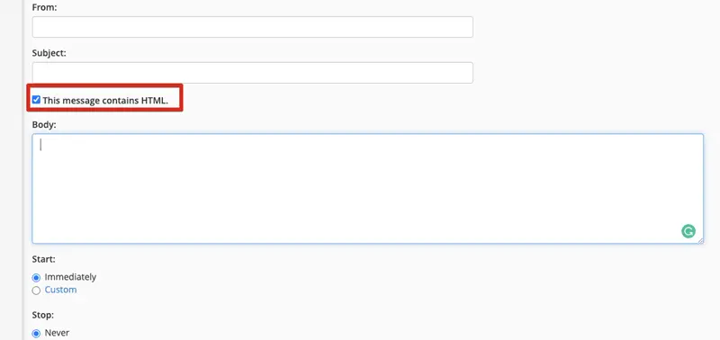Add your autoresponder text