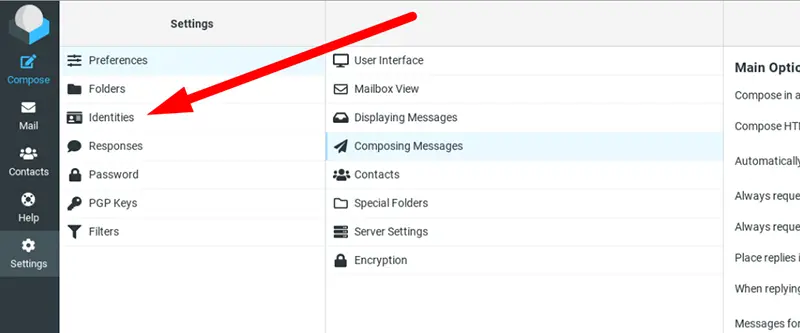 Choose Identities tab