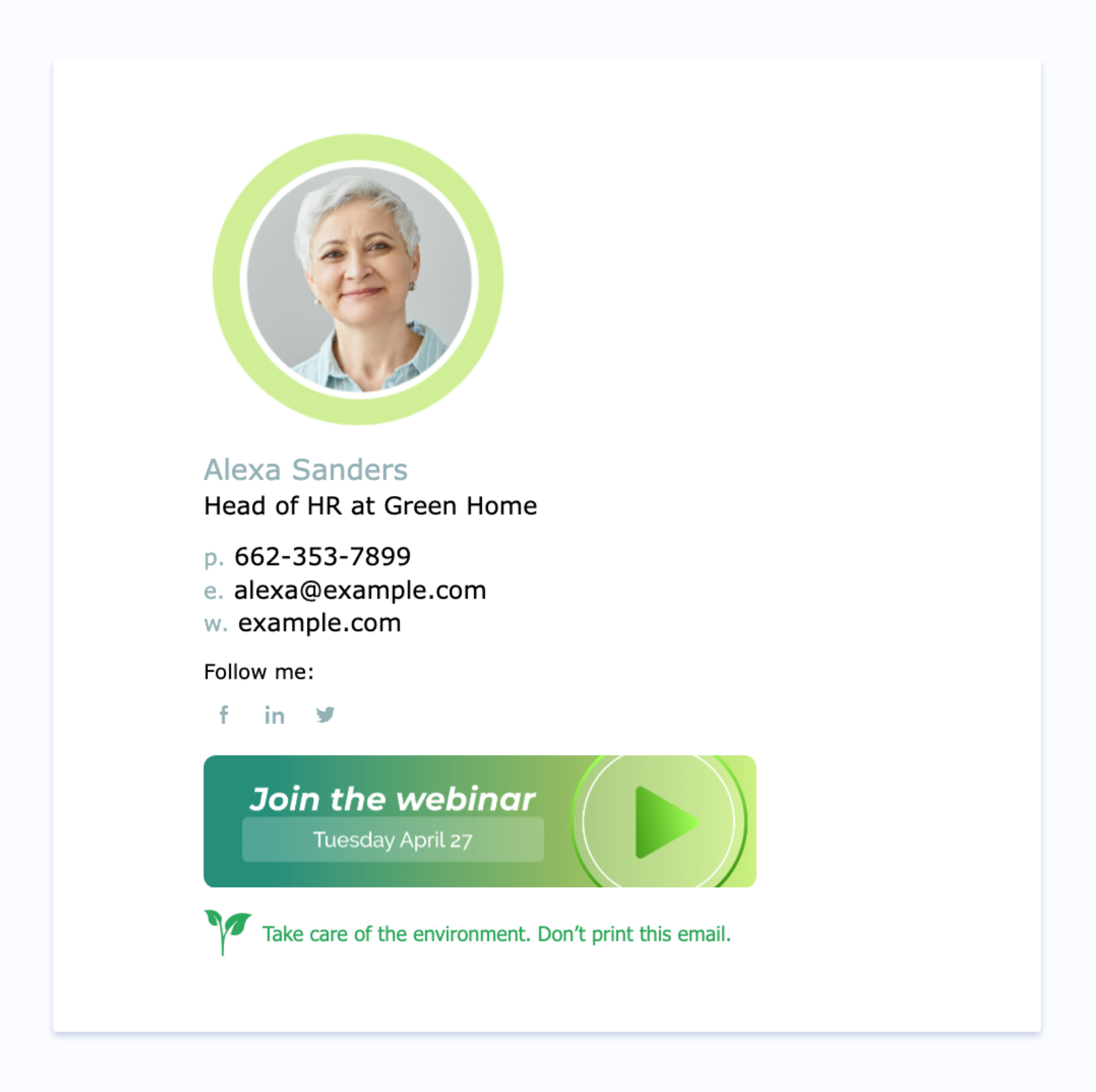 Green email footers